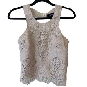 Fab’Rik Sleeveless Top Layered Lined She’ll Ivory Lace Overlay Back Zipper Small